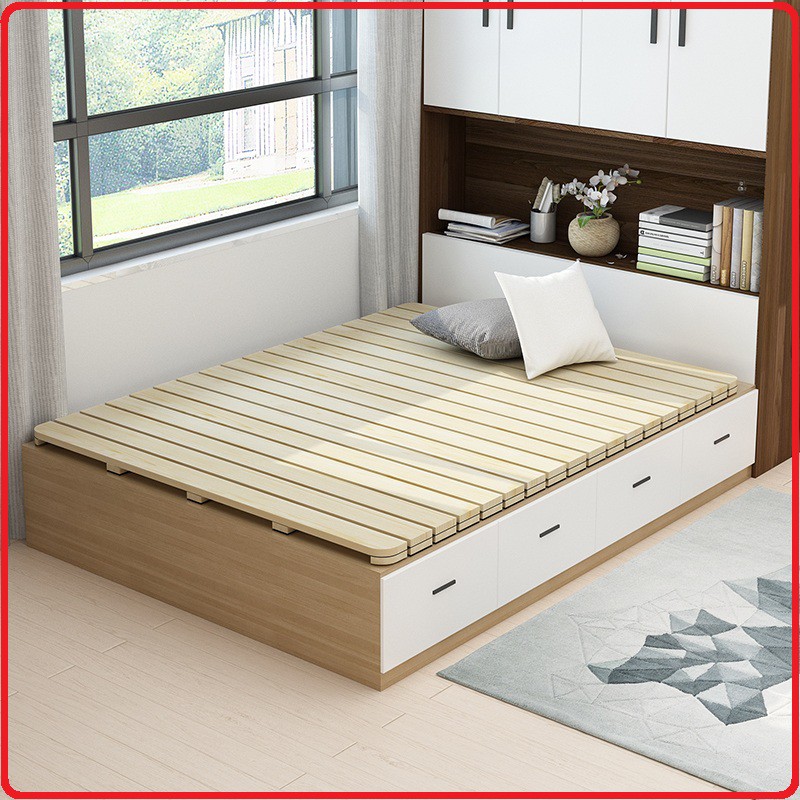 Giường pallet gỗ thông gấp gọn cho Homestay 60cm 80cm 120cm dài 190cm - Giường gỗ thông cuộn tròn