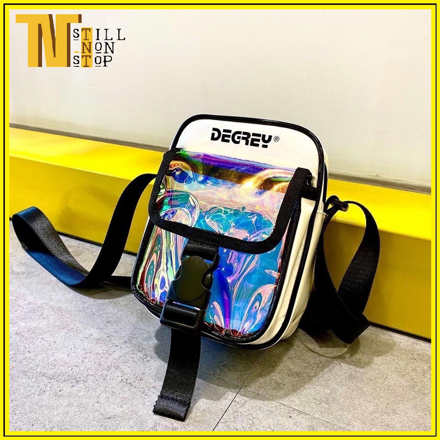 Túi đeo chéo  Unisex Shoulder Bag Degrey Freestyle Màu Đen Trắng chất liệu da PU bóng sáng MSP005 - xuongmaitnt | BigBuy360 - bigbuy360.vn