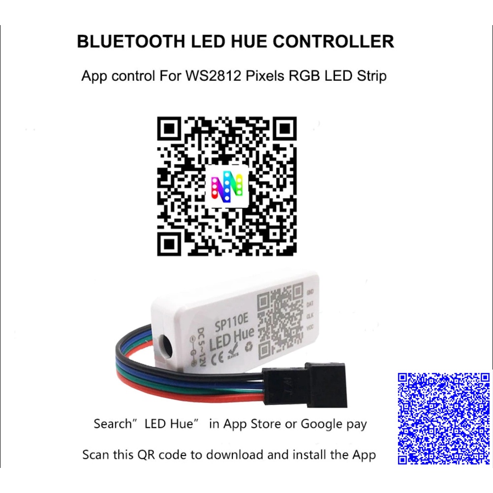 SP110E BỘ ĐIỀU KHIỂN LED FULL MÀU ARGB WS2811 WS2812B UCS1903 HỖ TRỢ APP BLUETOOTH