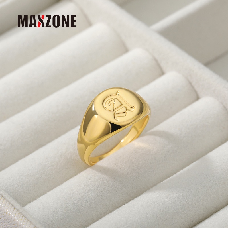 Nhẫn Khắc Chữ Cái A-Z Màu Vàng Kim Bằng Thép Không Gỉ 2022 Cho Nam Nữ