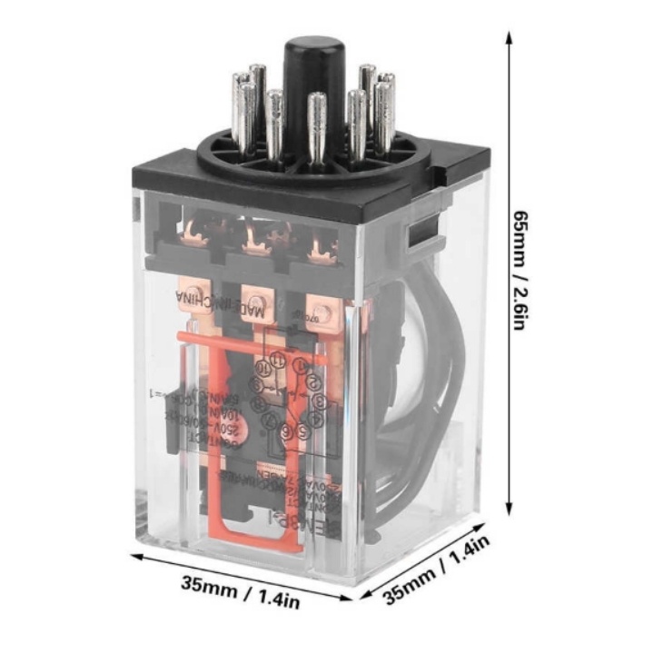 Relay trung gian MK3P-I rơ le trung gian 11 chân tròn điện áp 220VAC, 24VDC, 12VDC tặng kèm chân đế PF113A