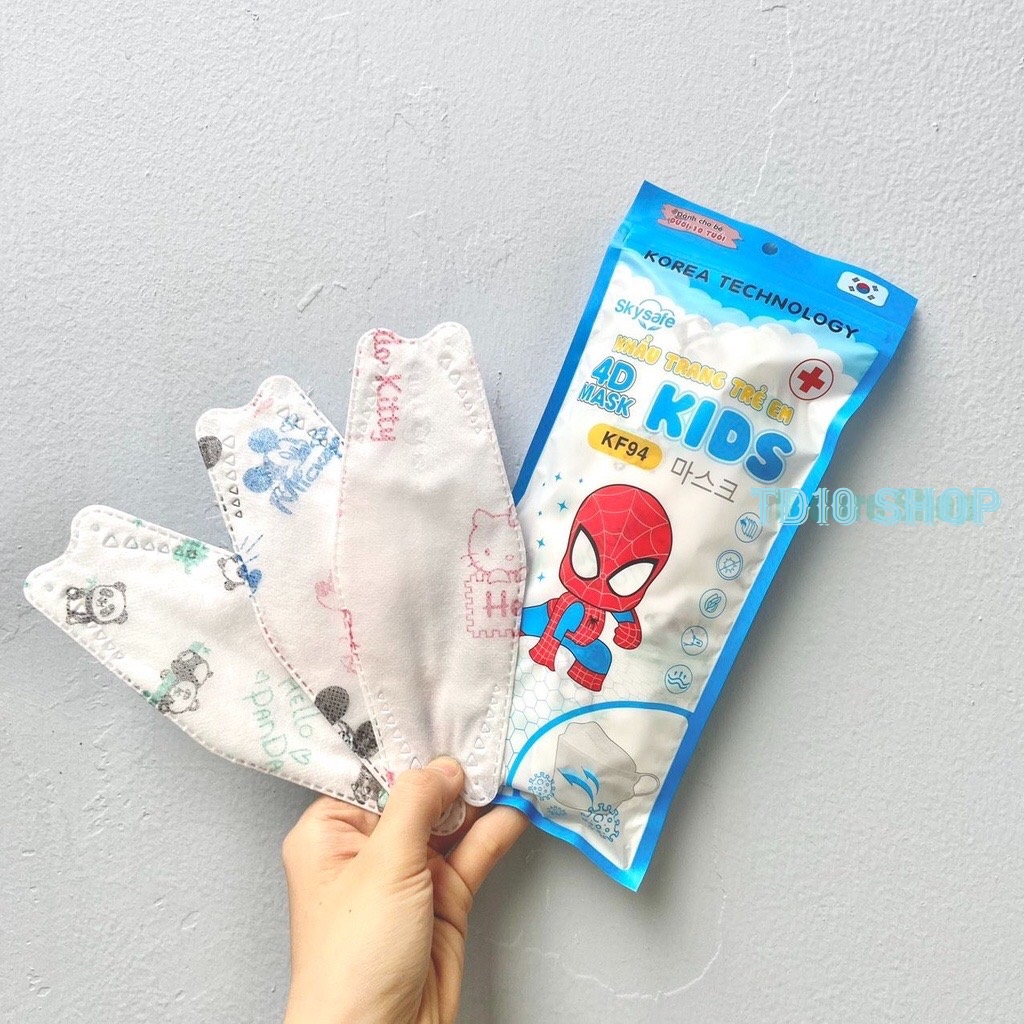 Khẩu trang trẻ em 4D Mask Kids KF94 khẩu trang y tế em bé kháng khuẩn chống tia UV có hoạ tiết
