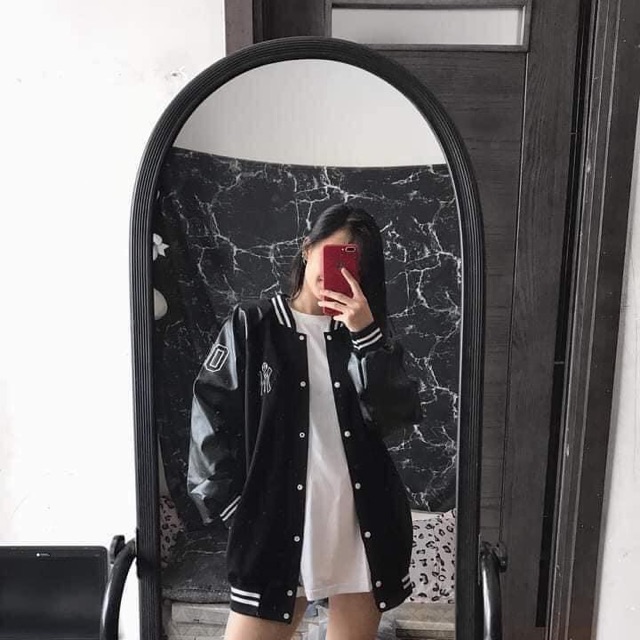 RẺ VÔ ĐỊCH Áo Khoác Bomber Pha Da
