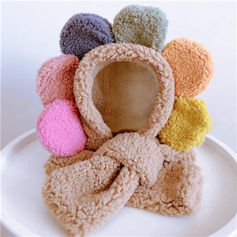 PVN38855 Mũ lông cừu kèm khăn cho bé hình hoa siêu dày dặn giữ ấm cho bé mùa thu đông hàng Quảng Châu T2