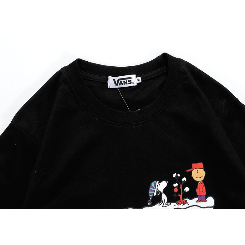 Áo thun cotton ngắn tay in chữ vans thời trang cho nam và nữ