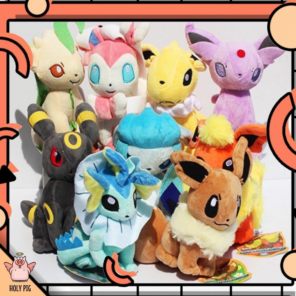 Gấu bông Eevee 9 hệ tiến hóa Glaceon, Leafeon, Umbreon, Espeon, Jolteon, Vaporeon, Sylveon, Falreon