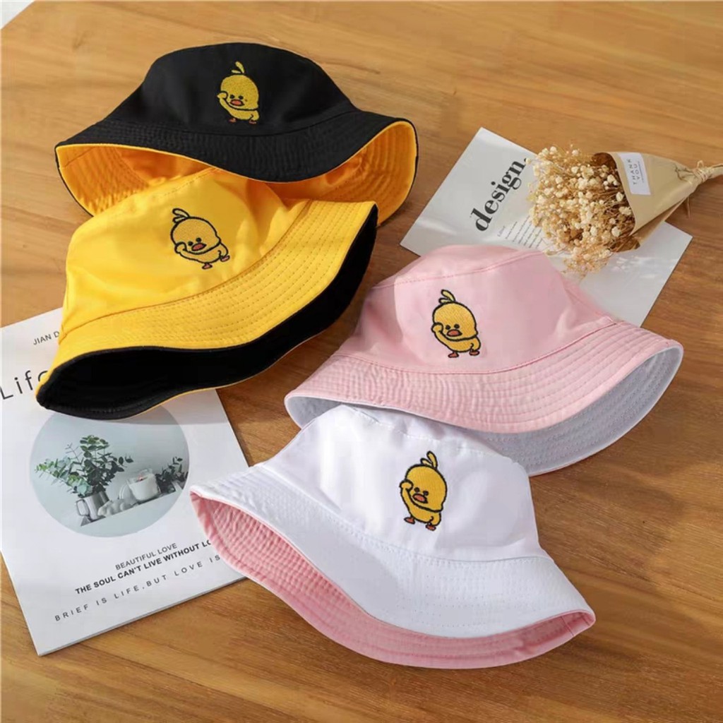 Nón Bucket Nam 2 Lớp Thêu Chú Vịt Vàng, Mũ Tai Bèo Nữ Vành Che Nắng TRIEUVY_FASHION