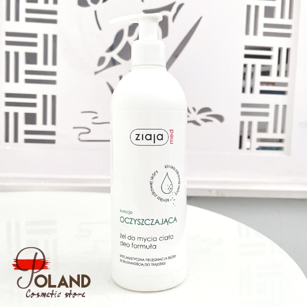 Sữa tắm Ziaja Med Xanh 400ML cho da viêm lỗ chân lông, mụn lưng, mụn ngực, ngừa nấm cơ thể