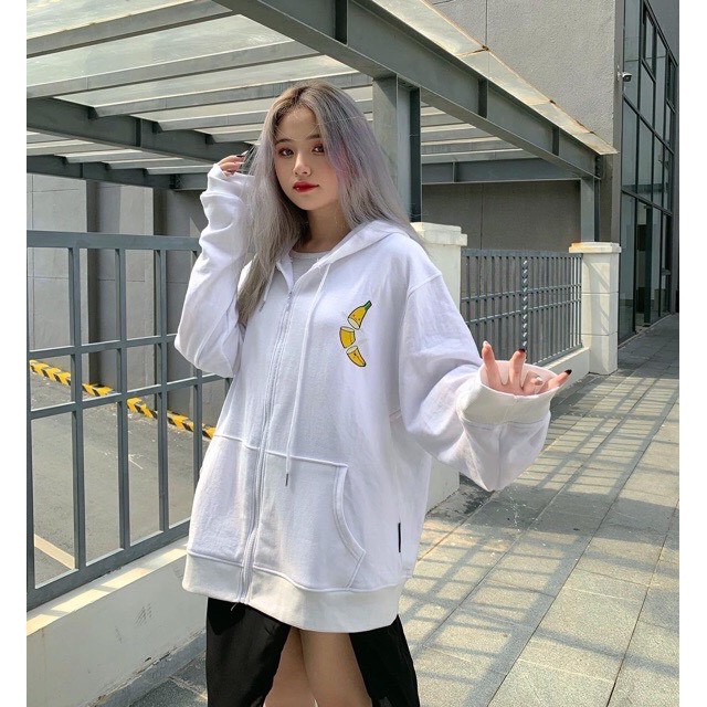 Áo khoác hoodie in hình Banana Cho Nam Nữ Và Cặp Đôi LOKI SHOP Có 3 Màu Chất Nỉ Unisex dây kéo Form rộng Ulzzang | BigBuy360 - bigbuy360.vn