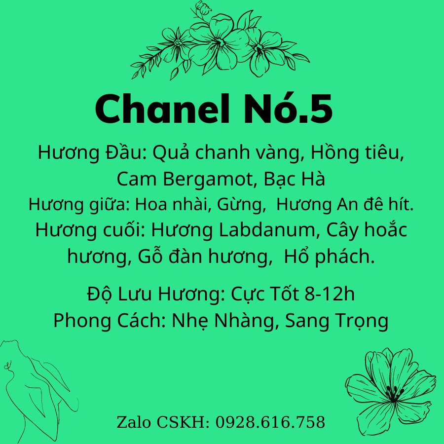 Nước Hoa Nữ mini Cao Cấp 6D Nó.5 20ml Bán Chạy