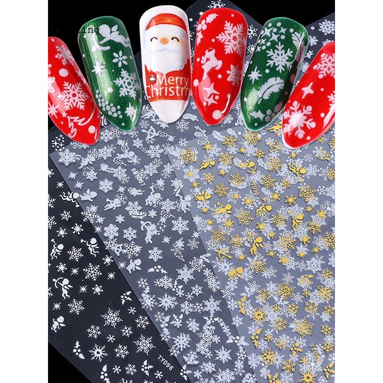 [Hàng mới về] Miếng dán trang trí móng tay nghệ thuật họa tiết bông tuyết Giáng Sinh trọng lượng nhẹ DIY