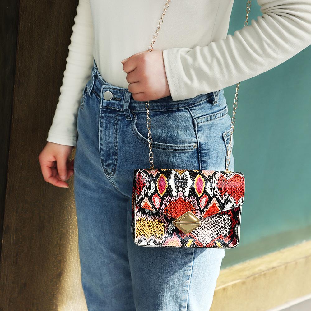 MIHAN1 Túi Đeo Chéo Vai Họa Tiết Da Rắn Nhiều Màu Sắc Cho Nữ