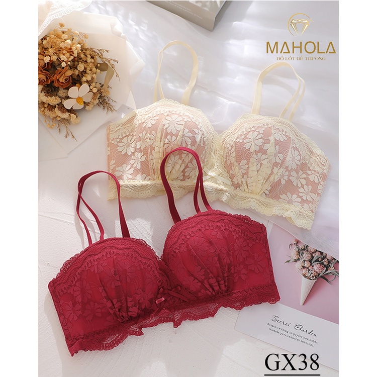 Áo lót nữ cup ngang có gọng mút vừa nâng ngực tự nhiên phối ren GX38 Mahola