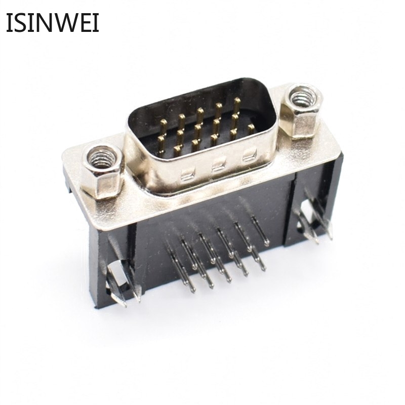 5PCS VGA Adapter DB15 DR15 15 Pin D Sub Female Male 15 Way PCB 90 Degree Connector