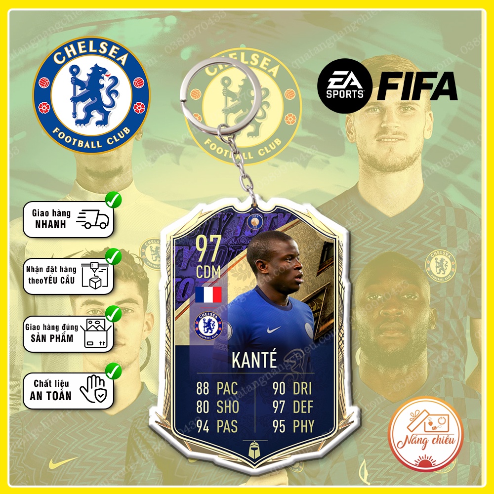 Móc Khóa Kante, CLB bóng đá Chelsea - In Sắc Nét Dày 2 Mặt