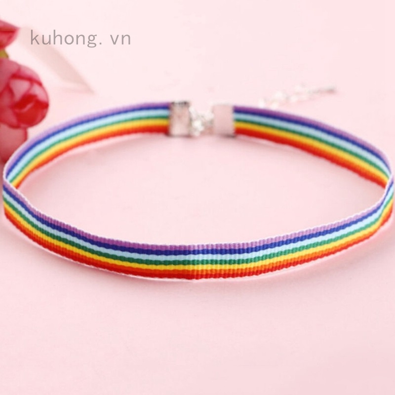 Vòng Cổ Choker Màu Cầu Vồng Lgbt