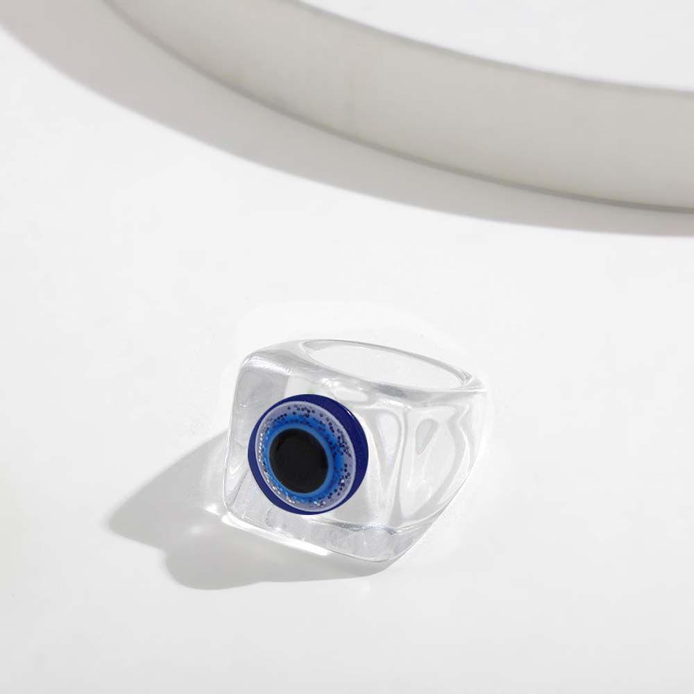 Nhẫn Đeo Tay Bằng Acrylic Trong Suốt Hình Mắt Quỷ Thời Trang Punk Cho Nam
