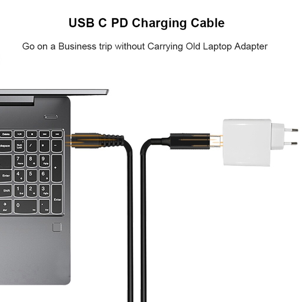 Dây cáp sạc PD USB Type C sang nguồn điện DC cho laptop hỗ trợ công suất 100W