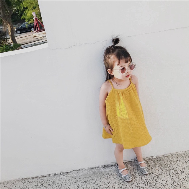 Váy 2 dây bé gái đũi siêu mát