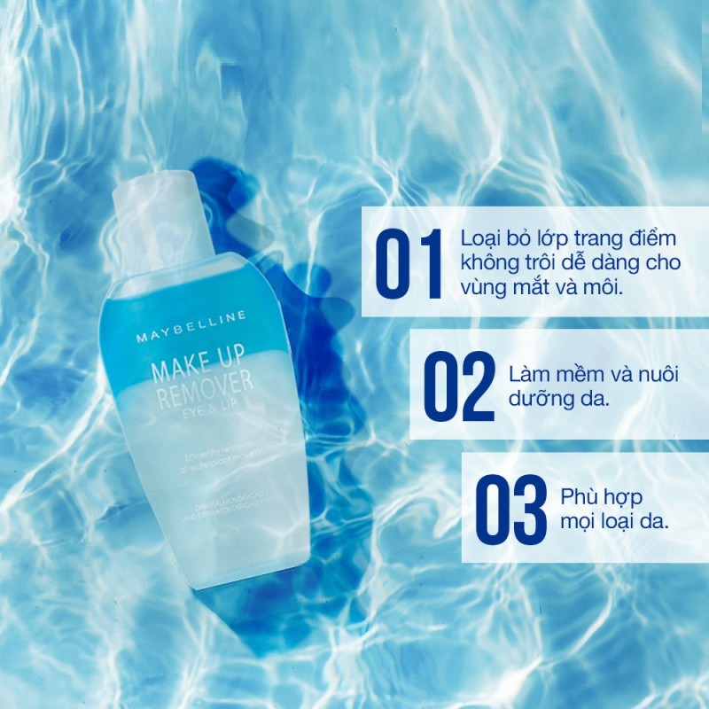 Nước Tẩy Trang Mắt và Môi Chuyên Dụng 2 lớp Maybelline New York Eye & Lip Makeup Remover 40ml