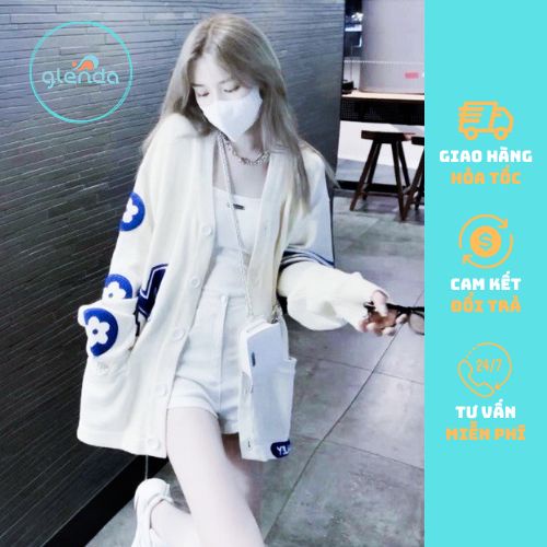 Áo khoác cardigan nữ trắng chất nỉ, áo cardigan form rộng dáng dài unisex basic bigsize Glenda 1219