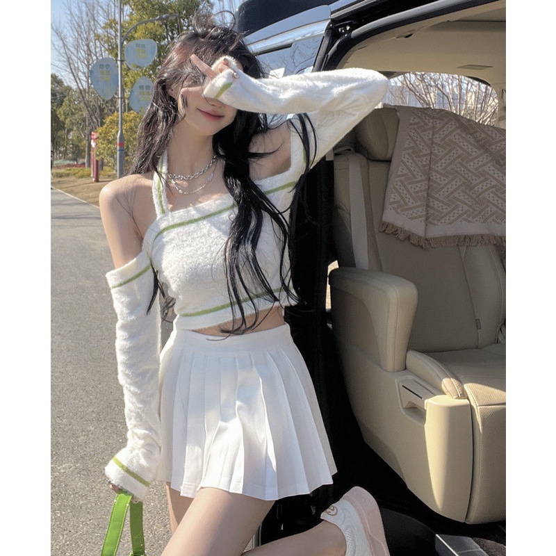 Áo Dệt Kim Trễ Vai Tay Dài Thời Trang Mùa Xuân Mới Cho Nữ