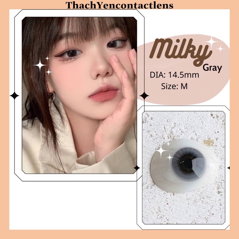 Kính áp tròng Xám tự nhiên Milky - Lens cận từ 0 - 10 độ