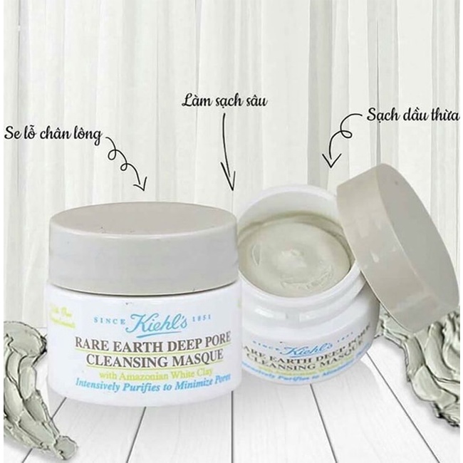 Mặt Nạ Đất Sét Kiehl’s Rare Earth Deep Pore Mask 14ml Giúp Giảm - Ẩn Mụn Đầu Đen, Kiềm Dầu, Se Khít Lỗ Chân Lông