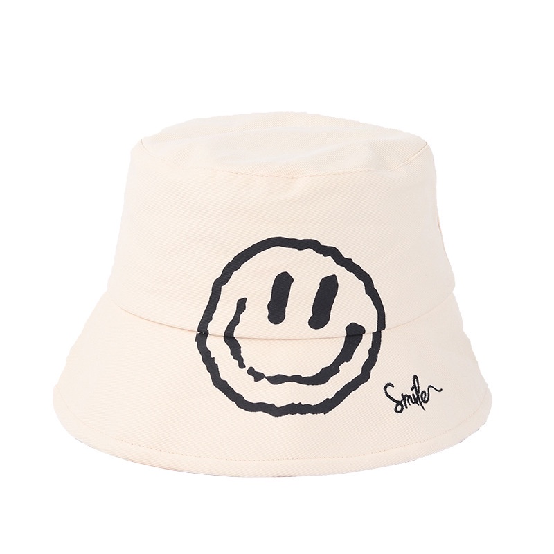 Nón xô LINJW thêu hình mặt cười thời trang