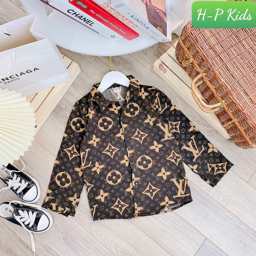 Áo sơ mi lụa dài tay cho bé trai 17-30kg