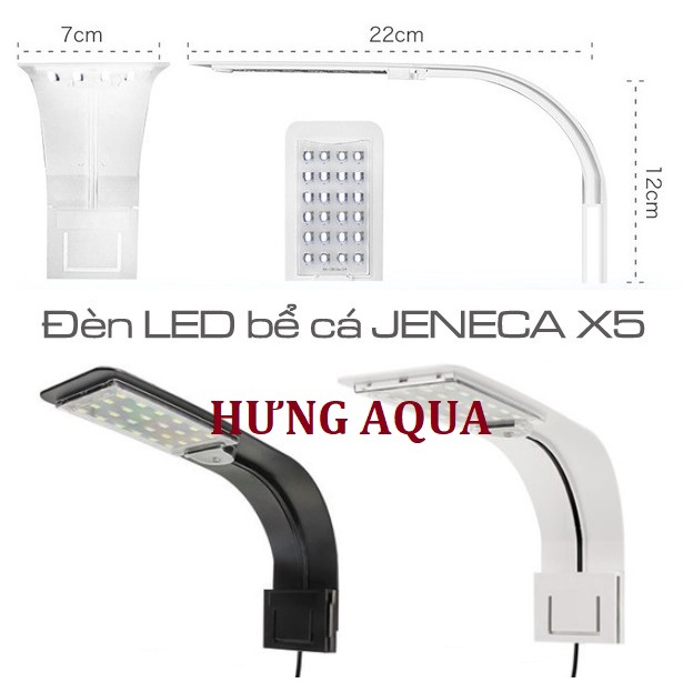Đèn led bể cá, đèn led kẹp thành bể cá Jeneca X5 siêu sáng, thiết kế đẹp cho bể dưới 50cm