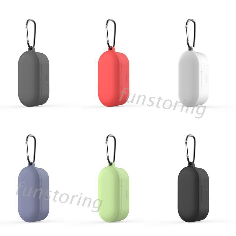 FUN Anti-fall Protective Cover Silicone Case with Carabiner for QCY T1S/T2C Headset