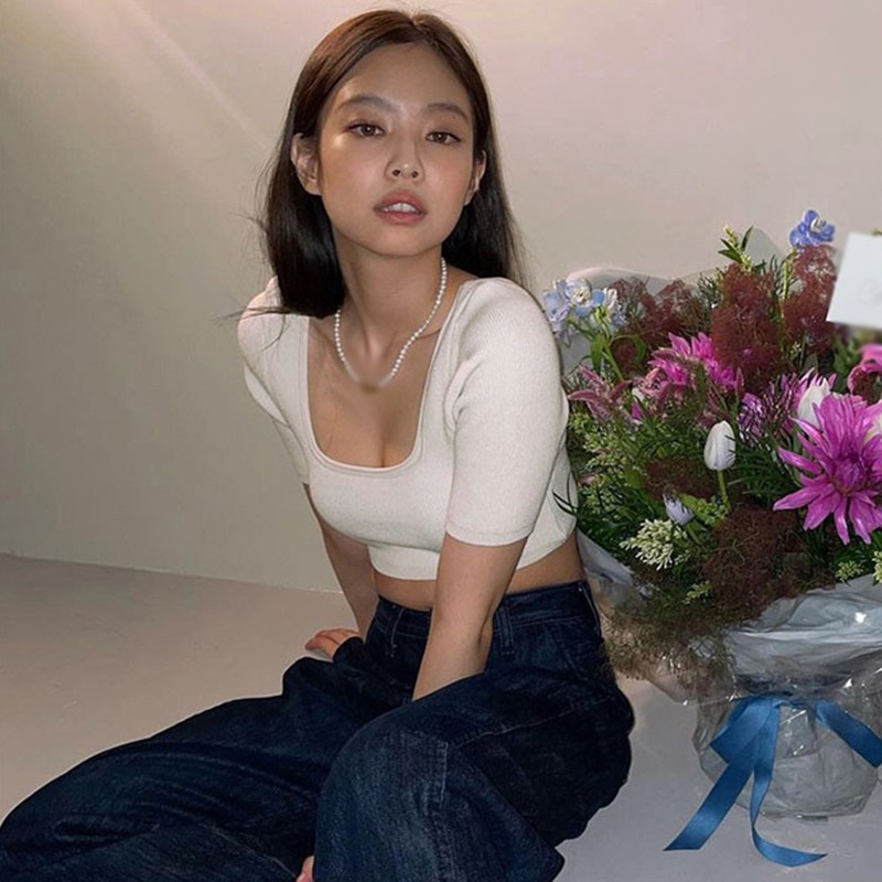 Áo Croptop Áo Thun Tay Lỡ Áo Thun Crop Top Tay Ngắn Cổ Vuông Ôm Dáng Thích Hợp Tập Yoga Thể Thao Dành Cho Nữ Áo Thun Thể Thao