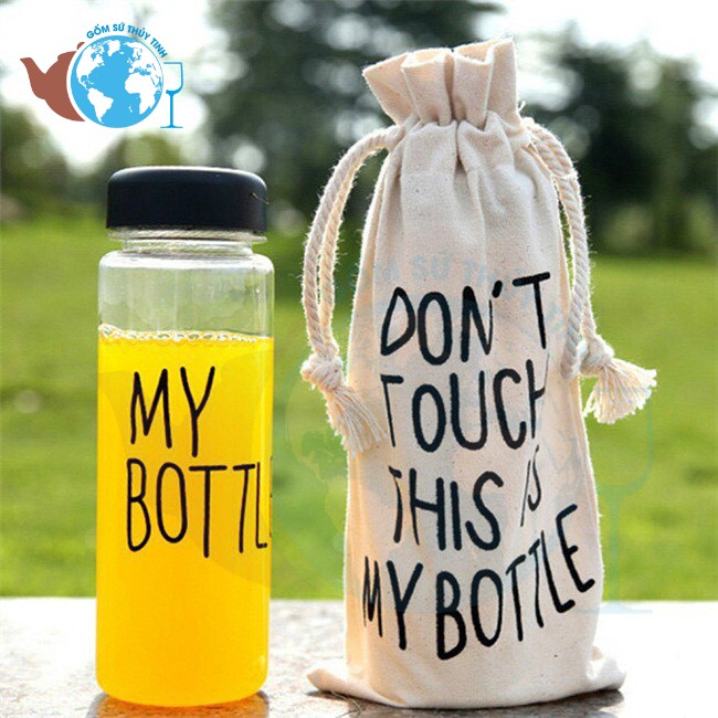 Bình nước thủy tinh my bottle 500ml có túi vải hoặc không túi vải