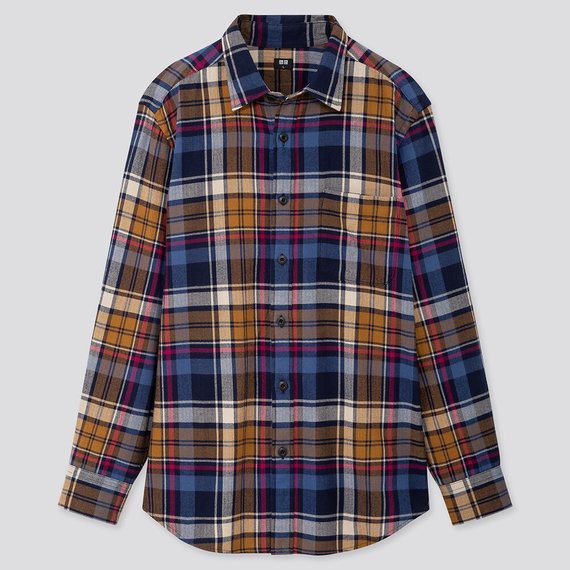 Áo sơ mi nam dài tay kẻ caro dòng flannel của Uniqlo