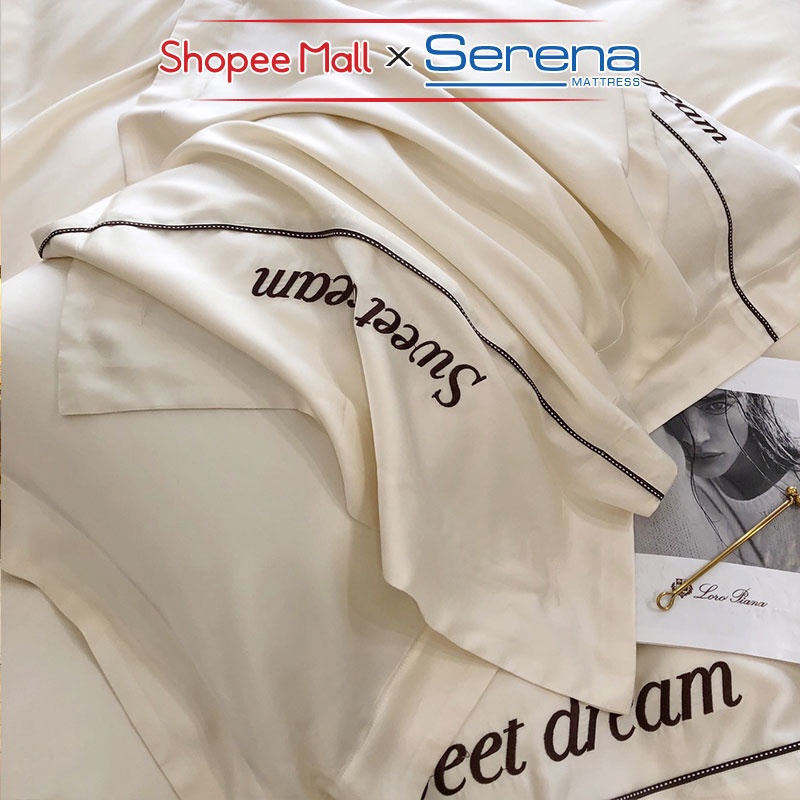 Set 5 Món Chăn Ga Gối Lụa 100s SERENA Cao Cấp Bộ Combo Ra Ga Drap Trải Bọc Phủ Nệm Đệm Giường Đep