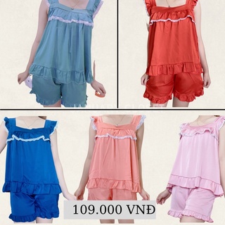 Bộ lụa mặc ở nhà vải lụa trơn mát mịn nhiều màu đẹp