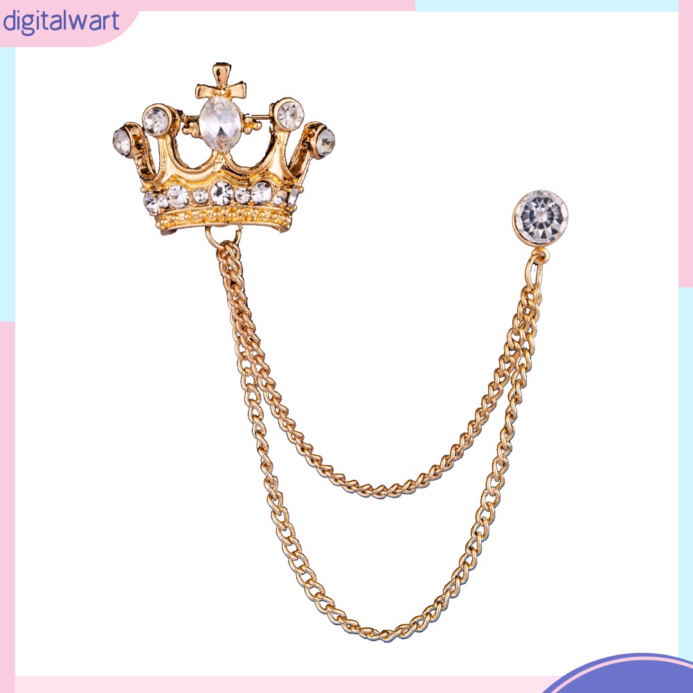 Ghim Cài Áo Hình Vương Miện Phối Dây Xích Tua Rua Phong Cách Cổ Điển Thời Trang Cho Nam Và Nữ