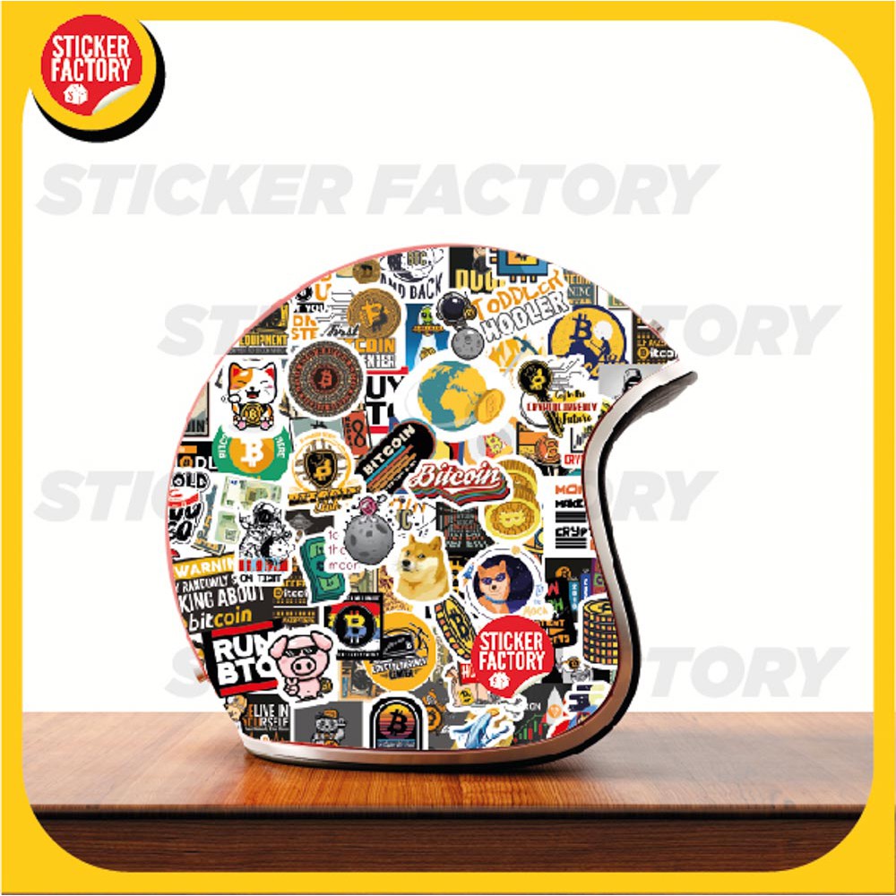 Bitcoin - Set 100 sticker decal hình dán nón bảo hiểm, laptop, xe máy, ô tô - STICKER FACTORY