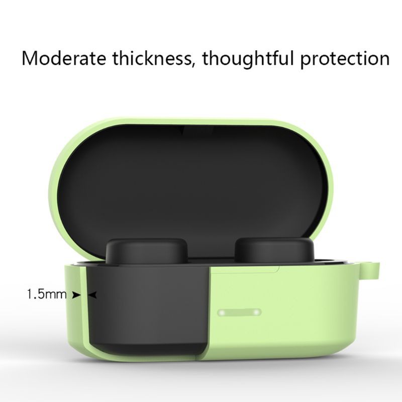Vỏ Bảo Vệ Hộp Sạc Tai Nghe Qcy T1S / T2C Bằng Silicon Chống Rơi Kèm Móc Khóa Tiện Dụng