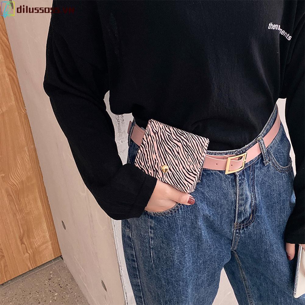 ví Túi thắt lưng Casual Women PU Mini Waist Fanny Bag Retro Animal Pattern Bum Money Pouches