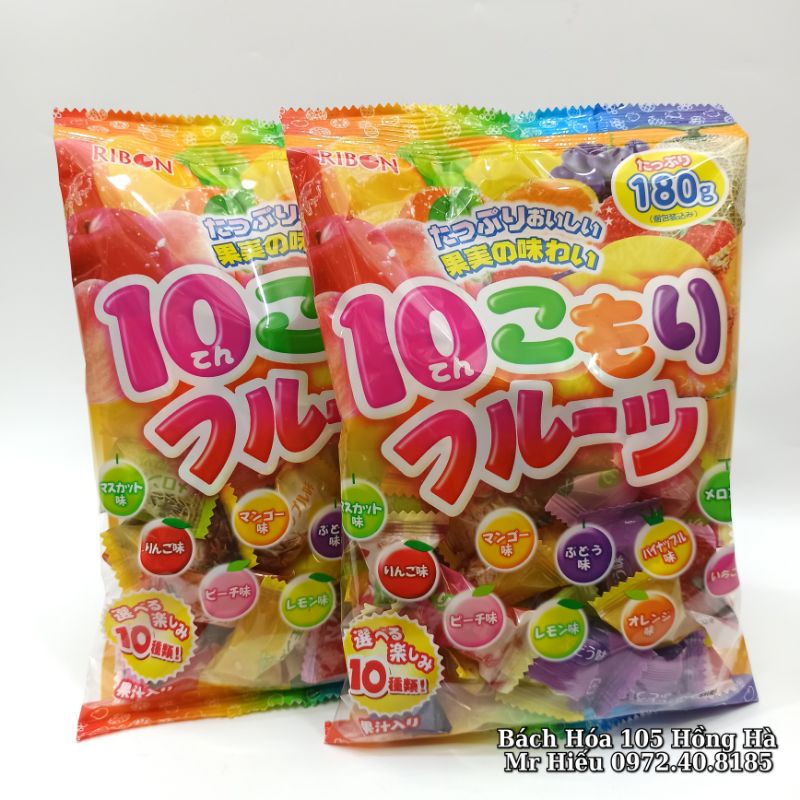 [T10/2022] Kẹo hoa quả Ribon 10 vị 180g