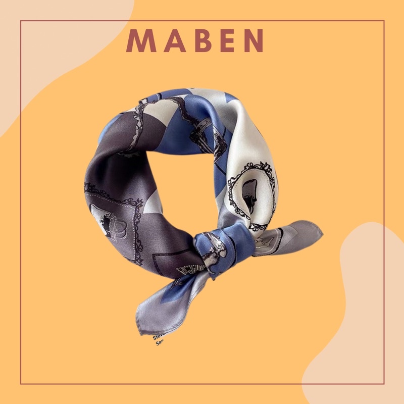Khăn turban lụa mini thắt cổ áo dễ thương - Maben