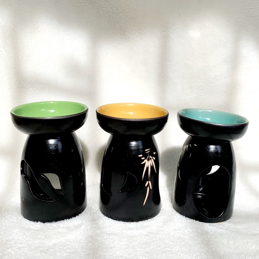 Combo Đèn xông tinh dầu cỡ lớn gốm sứ Bát Tràng và 30 viên nến tealight hoa mai cháy 2h đẹp giá rẻ - Better Life