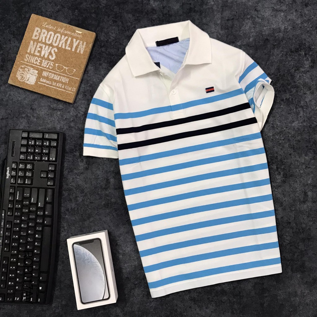Áo thun nam ngắn tay cotton kẻ sọc ngang nhỏ cực đẹp RCP017AV - áo phông nam trung niên Riooshop | BigBuy360 - bigbuy360.vn