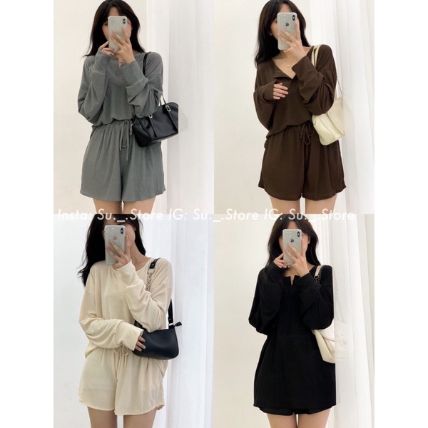 Set Bộ Áo Thun Giấy Kèm Quần Shorst Chất Nhẹ Mát kèm ảnh thật Kaylee