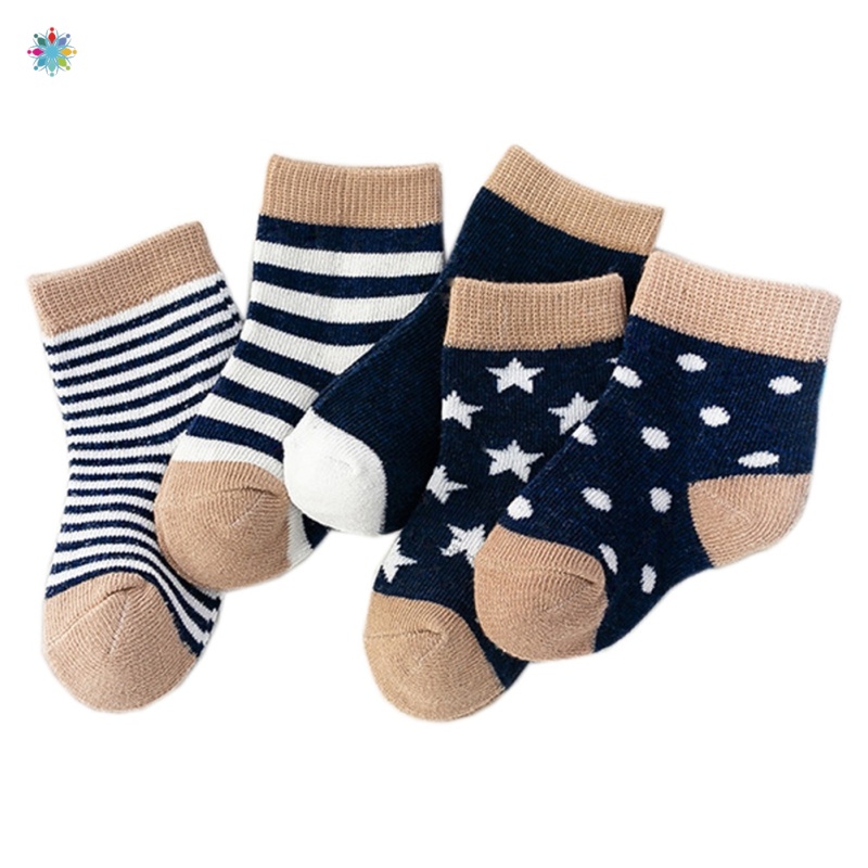 Set 5 đôi tất cotton mềm mại dài 0-3 - 6 tuổi 7-16cm