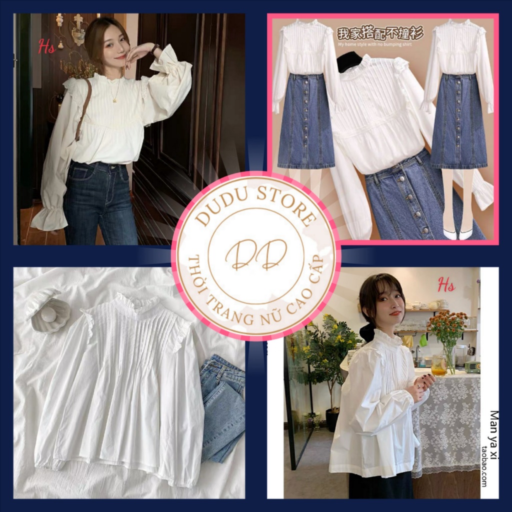 Áo babydoll viền bèo cánh tiên lịch cá tính chất liệu vải thô thái DUDU STORE VN SP000573