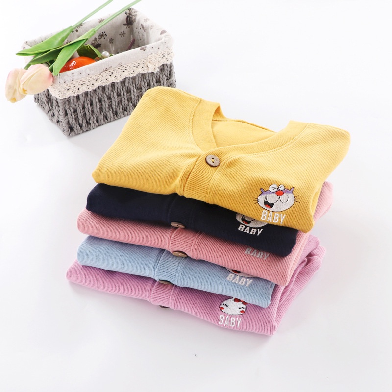 Áo Khoác sweater Dệt Kim In Hoạt Hình Xinh Xắn Cho Bé