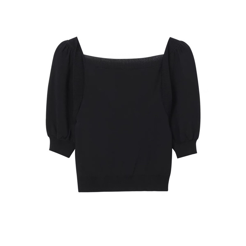 Áo len đen phối nơ trắng Peacebird